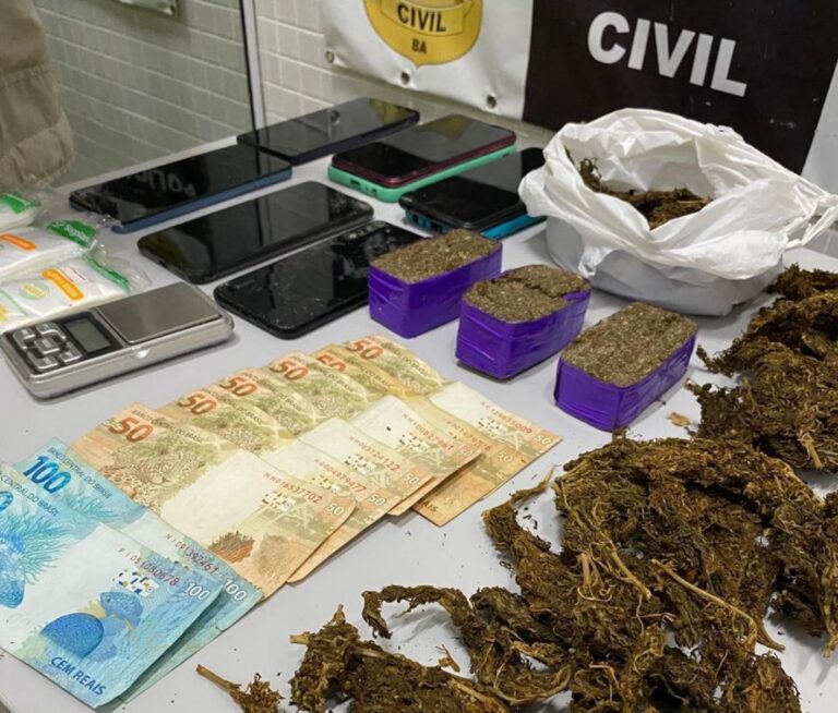 Suspeito foi flagrado com cocaína, maconha, balança de precisão, dinheiro e celulares durante ação do PETO da 30ª CIPM no Oeste da Bahia