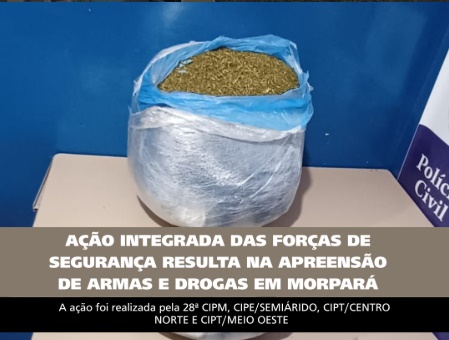 Armas de fogo, munições e drogas apreendidas pela Polícia Militar durante ação integrada na zona rural de Morpará, no oeste da Bahia.