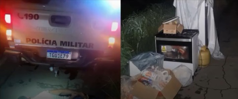 Policiais da CETO do 27º BPM durante prisão de suspeito de furto e recuperação de objetos na BR-242 em Luís Eduardo Magalhães.