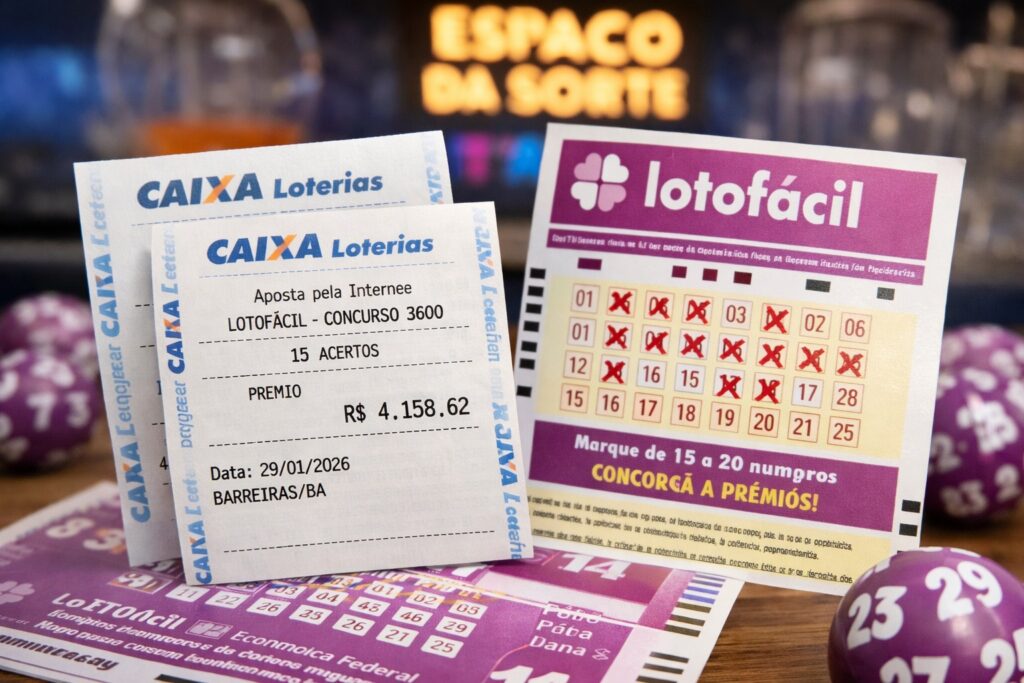 Volante da Lotofácil e bilhetes de apostas premiadas em Barreiras, no Oeste da Bahia