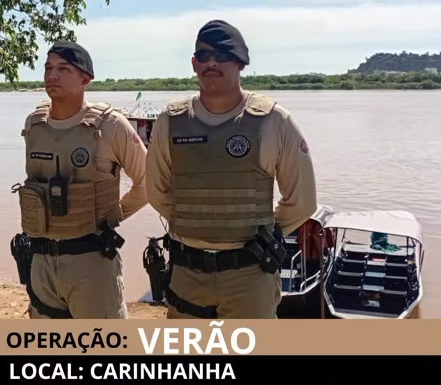 Policiais militares da 38ª CIPM realizam patrulhamento durante a Operação Verão em Carinhanha
