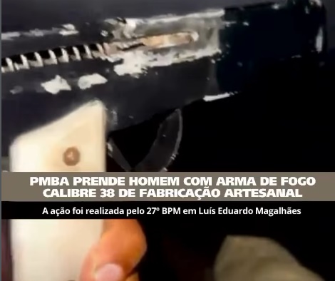Policiais militares do 27º BPM durante prisão por porte ilegal de arma de fogo em Luís Eduardo Magalhães