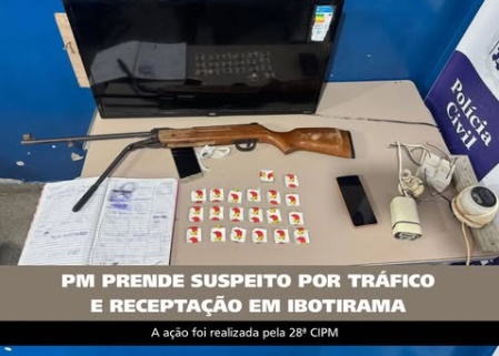 Material apreendido pela polícia durante prisão por tráfico no bairro Alto do Cruzeiro, em Ibotirama