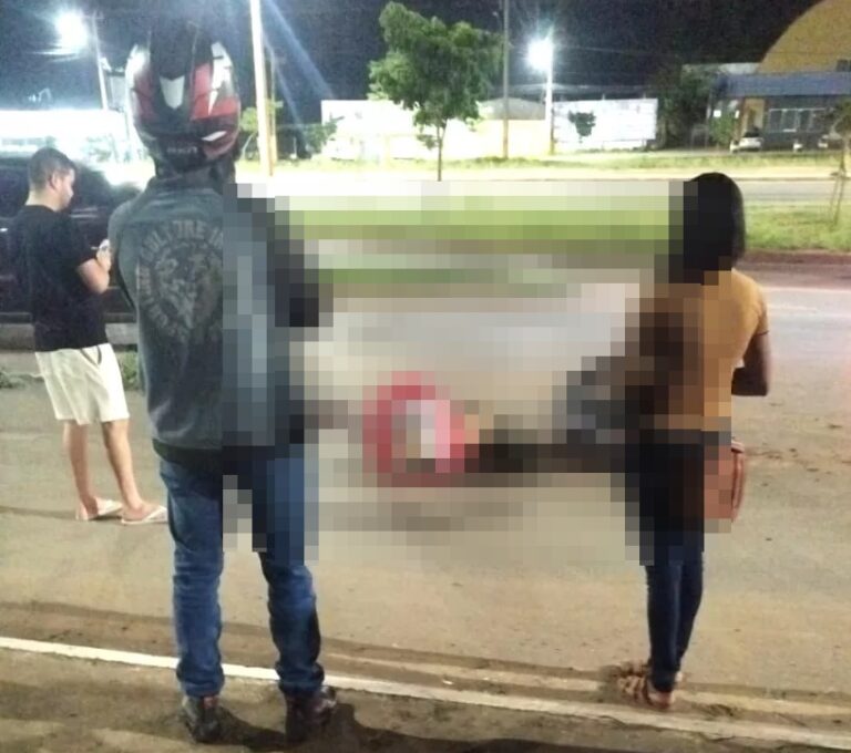 Local do acidente entre motocicleta e caminhão-tanque na Avenida Salvador, em Luís Eduardo Magalhães.