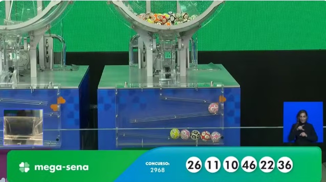 Imagem ilustrativa do momento do sorteio da Mega-Sena, com destaque para as dezenas reveladas e a expectativa dos apostadores durante o concurso.