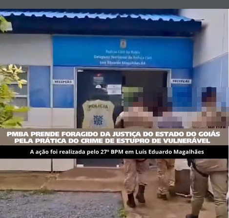 Polícia Militar durante operação que resultou na prisão de foragido da Justiça no bairro Jardim Alvorada, em Luís Eduardo Magalhães.