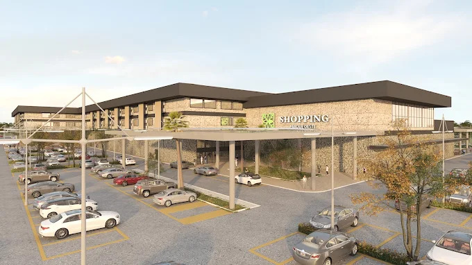 Imagem ilustrativa do projeto do Shopping Parque Oeste, novo centro comercial que será construído em Luís Eduardo Magalhães, no oeste da Bahia.