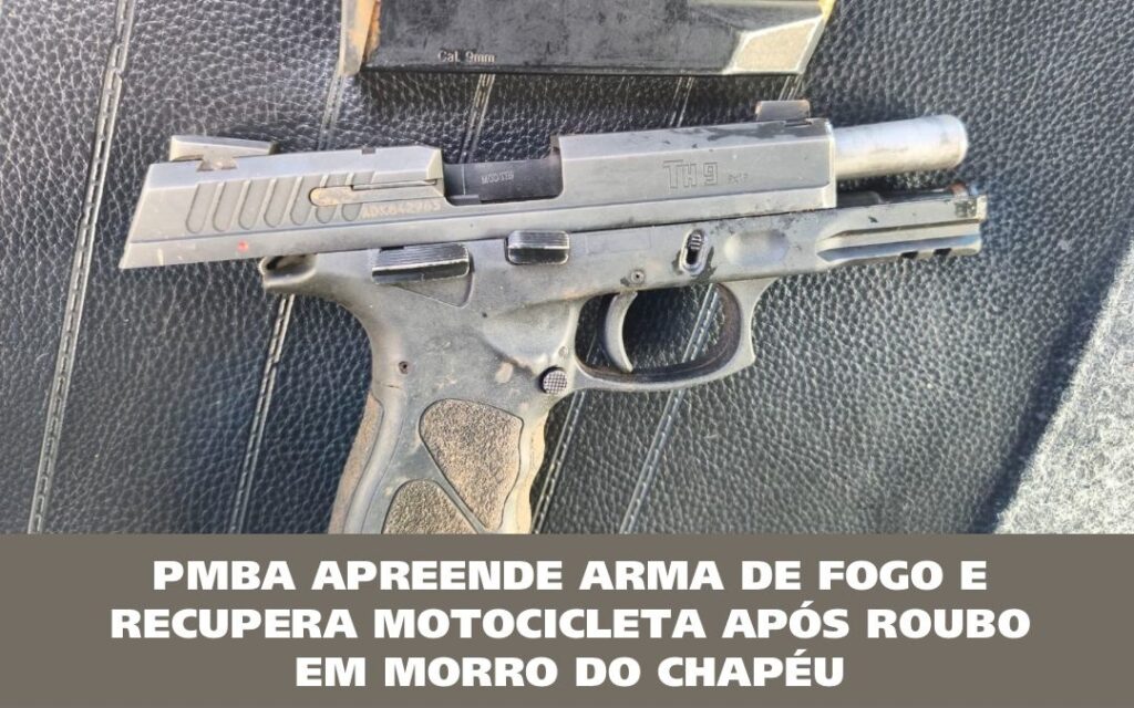Polícia Militar durante operação na zona rural de Morro do Chapéu após recuperação de motocicleta roubada
