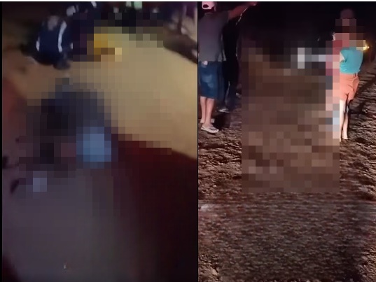Cena de acidente na zona rural de América Dourada com atuação da Polícia Militar e isolamento da área após colisão envolvendo motocicletas