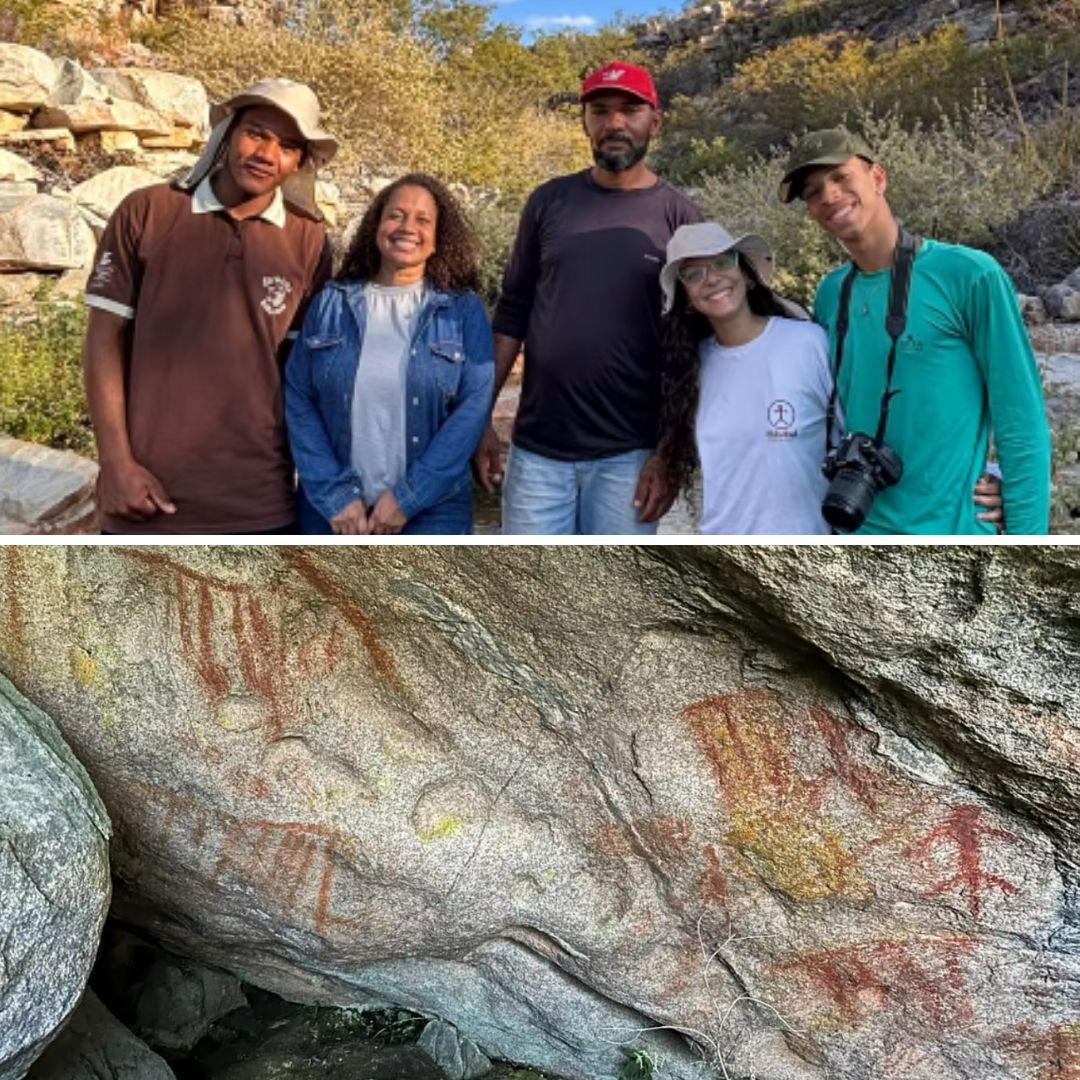 Cassiano Santos da Conceição durante visita ao sítio arqueológico com pinturas rupestres na zona rural de Xique-Xique, no oeste da Bahia