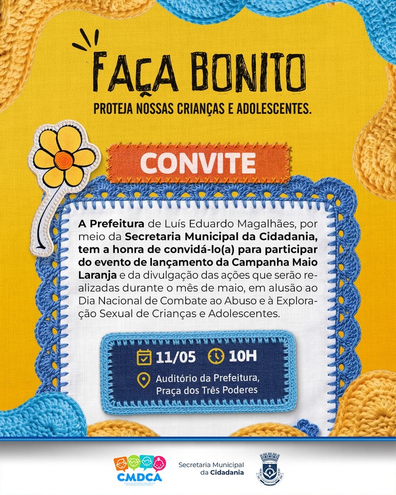 Evento de lançamento da campanha Maio Laranja em Luís Eduardo Magalhães reforça combate ao abuso infantil
