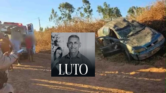 Viatura da Polícia Militar e equipes de resgate atendem ocorrência de capotamento na BA-351, onde morreu o ex-vereador João Carlos Ribeiro, em Mansidão.