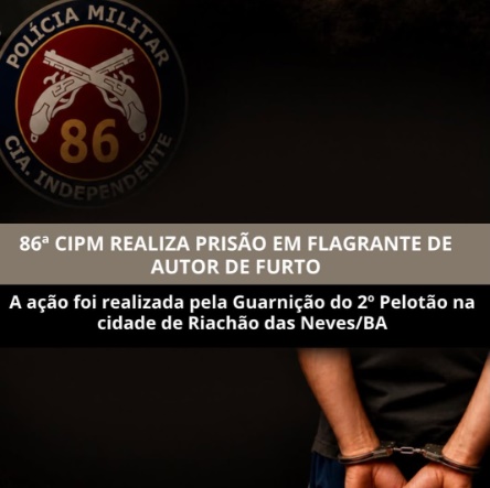 Policiais militares da 86ª CIPM recuperam mercadorias furtadas de vendedor ambulante e conduzem suspeito à Delegacia Territorial de Riachão das Neves.
