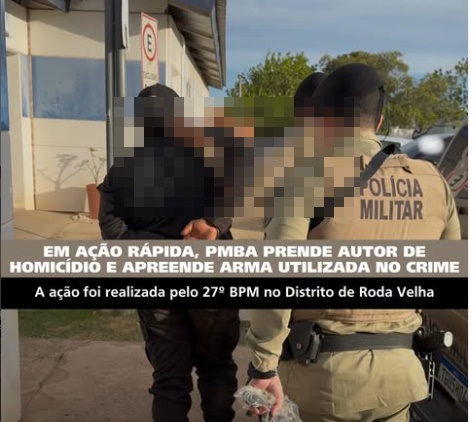 Policiais militares do 27º BPM durante ação que resultou na prisão de um suspeito de homicídio e na apreensão de um revólver calibre .38 em São Desidério.