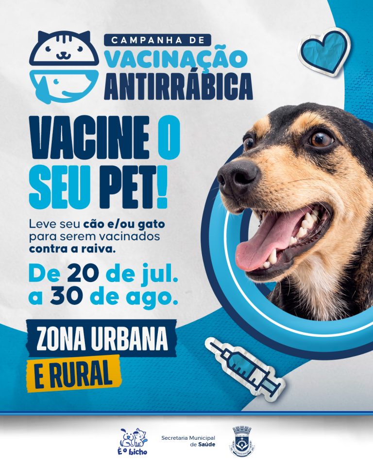 Equipe de vacinação aplica vacina antirrábica em um cão durante a Campanha Antirrábica 2026 em Luís Eduardo Magalhães, que imuniza gratuitamente cães e gatos contra a raiva.