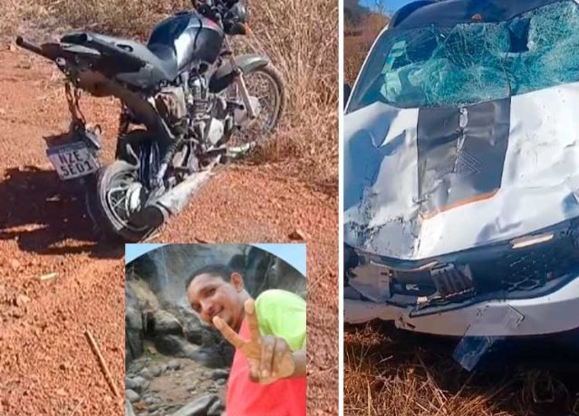 Movimentação de equipes de socorro e veículos após acidente entre motocicleta e automóvel na estrada do Arraial da Penha, zona rural de Barreiras.