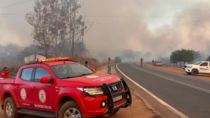 Incêndio florestal atinge a região da Malhadinha, em Formosa do Rio Preto, próximo às margens da BR-135.
