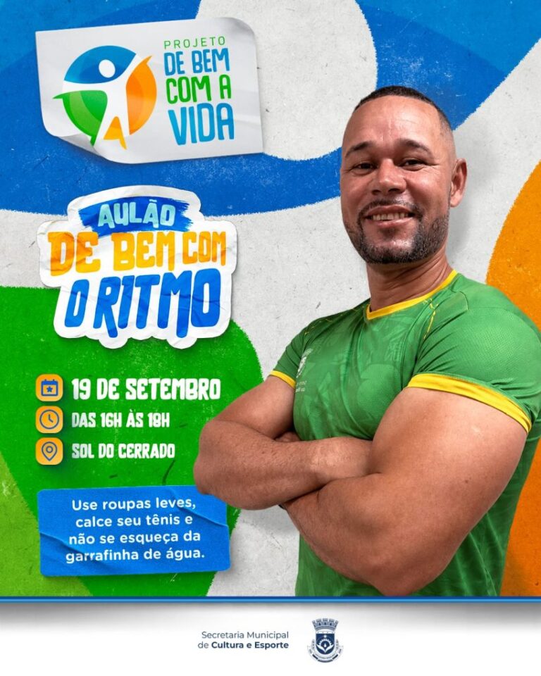 Participantes durante aula de “De Bem com o Ritmo” no bairro Sol do Cerrado, em Luís Eduardo Magalhães.