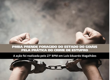 Polícia Militar prende homem de 21 anos com mandado de prisão em aberto expedido pela Justiça de Goiás, em Luís Eduardo Magalhães, no Oeste da Bahia.