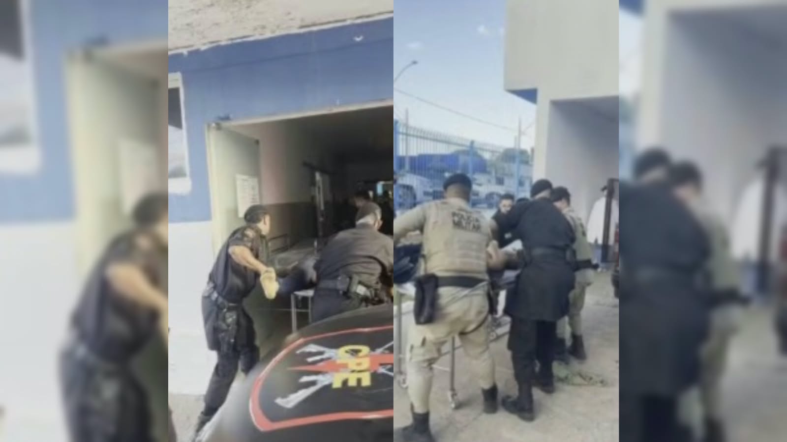 Policiais durante ocorrência que terminou com a morte de suspeito de homicídio em Correntina, no Oeste da Bahia.